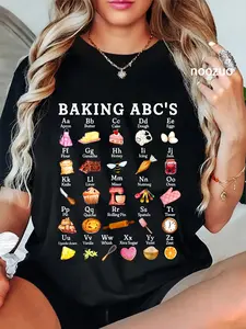 100% Cotton Baking Alphabet ABCs Funny Baker Chef Baking Lover T-Shirt