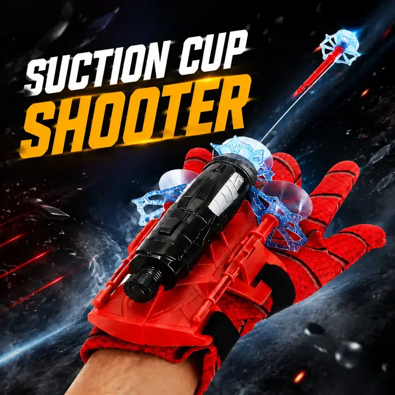 Heroic Spider Silk Superhero Wrist Launcher String Shooter Blasters Toy Set -1-Size Polyester Wearable Glove, Suction Cup Darts, Unisex 4+ Kids Stuff Cool Toys for Outdoor Play Gifts