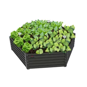 A ANLEOLIFE 70x60x18in Hexagon Galvanized Raised Garden Beds,Anti-Rust & Easy-Setup