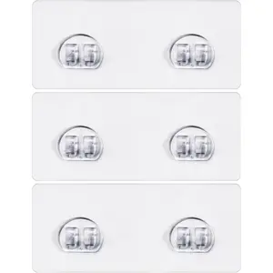 3-Pack Shower Caddy Adhesive Replacement, Transparent Adhesive Hooks Stickers, Strong Hook Strip for Shower Caddy Basket Shelf, Soap Holder, Bathroom Storage Racks and Kitchen Racks