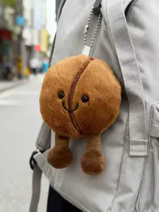 Fun Coffee Bean Plush Keychain, Cute Keychain, Creative Simulation Food Toy, Cartoon Doll Pendant, Birthday Gift, Holiday Present, 1pcs