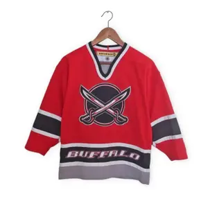 Buffalo Sabers jersey, Y2K hockey jersey, 2000s Buffalo Sabers Koho alternate Butterknife jersey