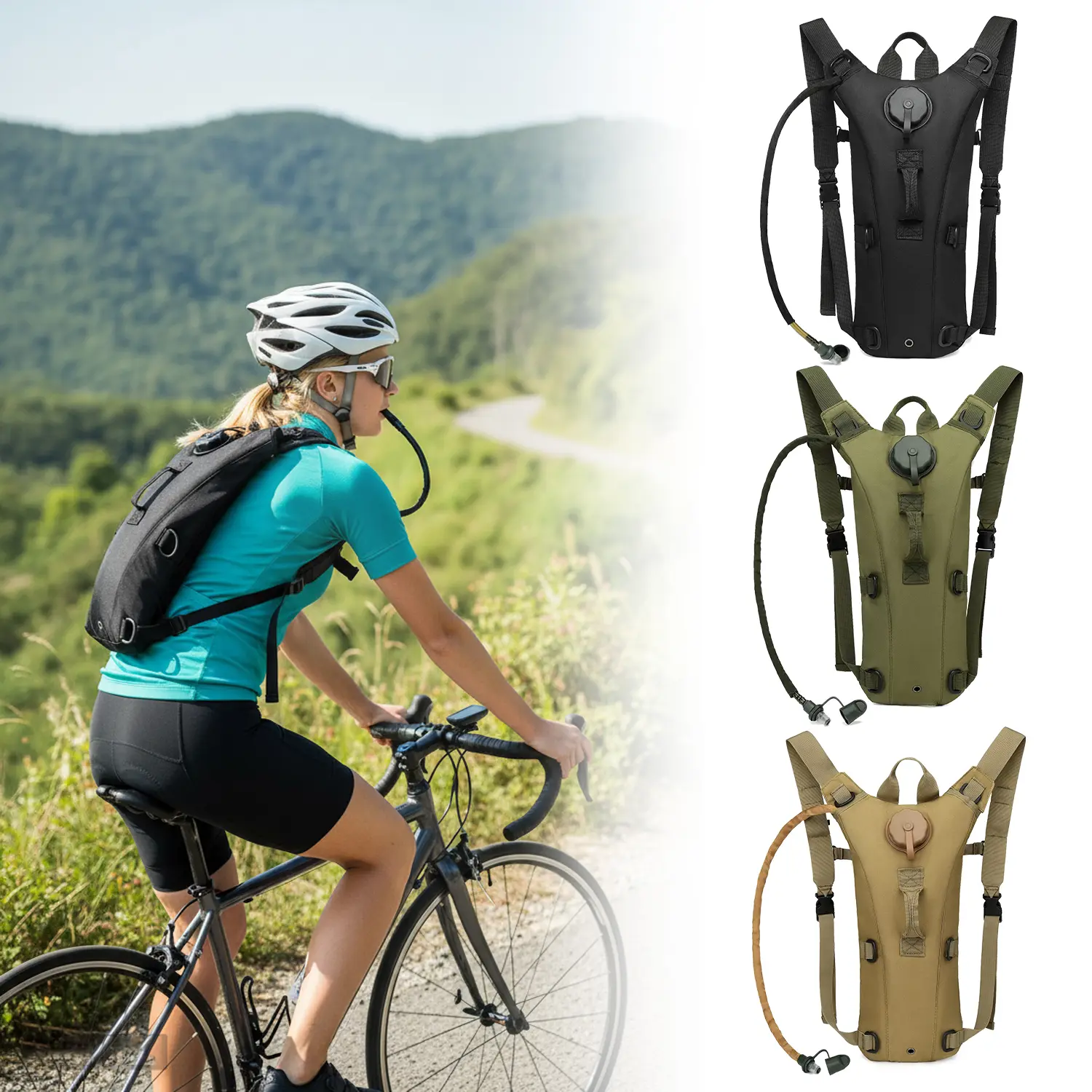 3L Hydration Backpack with Water Bladder,Lightweight,Breathable,Adjustable,Outdoor Sports Pack for Running Hiking Cycling Marathon Camping