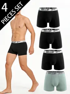 4-Pack Men's Underwear, Quick-Dry Breathable Athletic Sports Boxers, Stretchy Boxer Pants, Daily Training Wear, Fitted Casual Trunks, Breathable Boxer Shorts, All Seasons Comfort