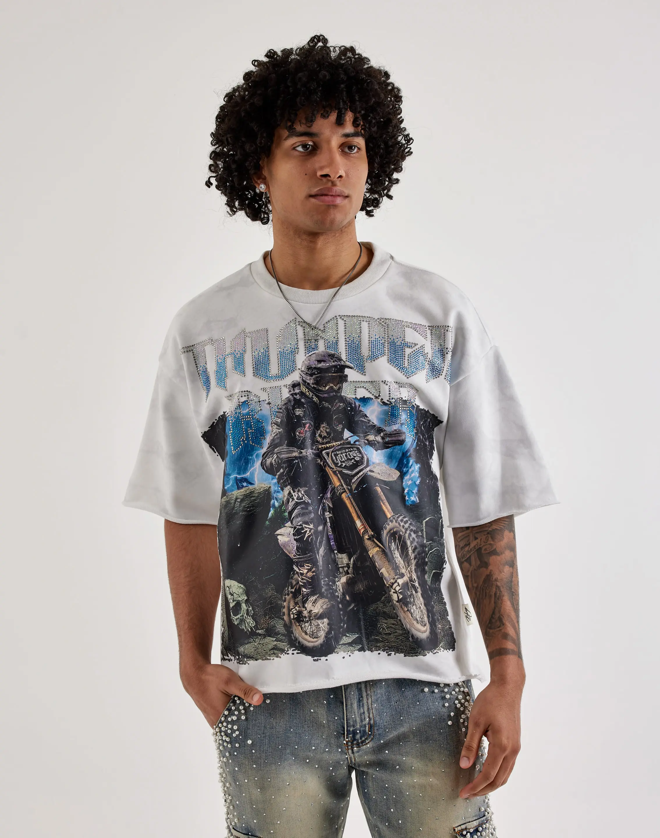 Mens BKYS Thunder Ride Terry Cropped Tee