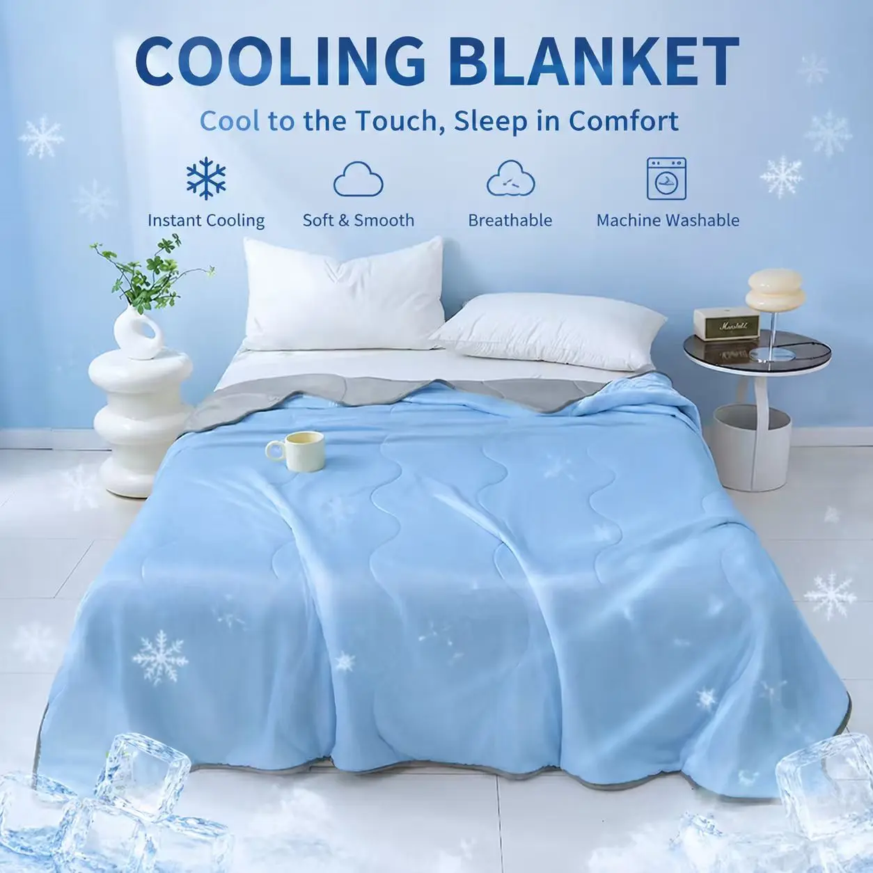 Summer Cooling Air Conditioner Quilt, Lightweight Breathable Bedding, Soft Thin Blanket, 1/2 Sizes Available, Machine Washable