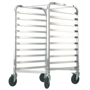 VEVOR Bun Pan Rack, 10-Tier Commercial Bakery Racks with Brake Wheels, Aluminum Racking Trolley Storage for Half & Full Sheet, Speed Rack For Kitchen Home, Bread Baking Equipment, 26"L x 20.3"W x 39"H