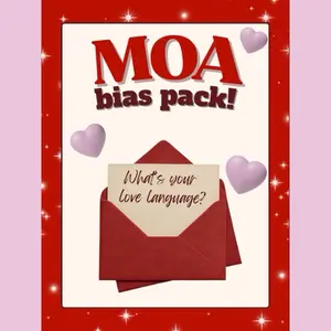 Love language MOA K-pop bias packs - postcard photocard stickers pins prints bracelet freebies