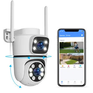 OOSSXX Dual Lens Wireless Security Camera, 360° Auto Tracking PTZ Night Vision Smart Indoor Monitor with Two-Way Talk