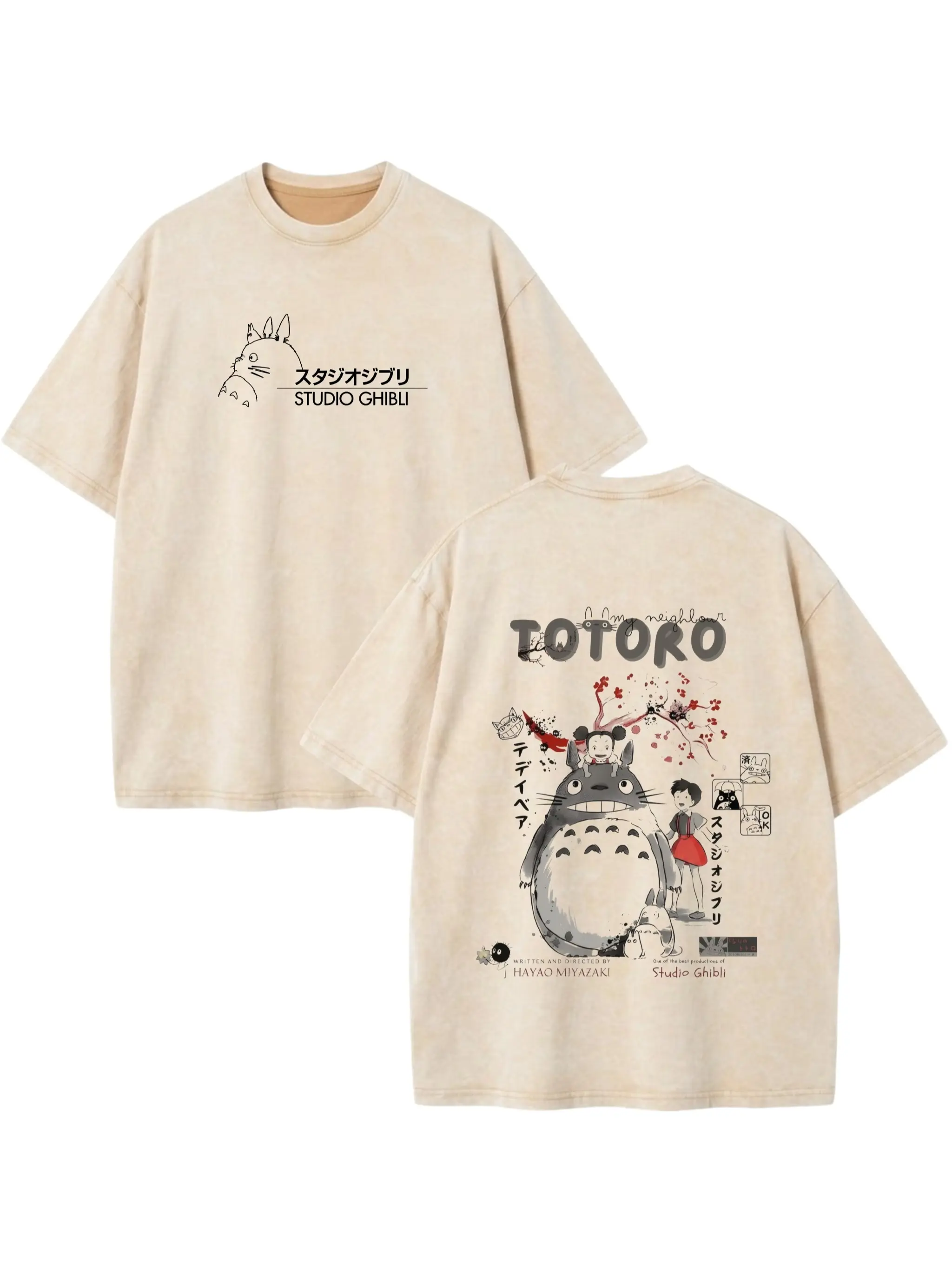 Unisex Vintage Washed Graphic T-Shirt, Heavyweight 100% Cotton Oversized Boxy Fit Tee, Cozy Short Sleeve Retro Anime Streetwear for Men & Women, Shortsleeve, Casual, T Shirts, Everyday, Vintage Graphic Tees, Oversized Graphic Tee