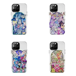 Stained Glass Pokemon Anime Phone Case for iPhone 17-7 Pro Max Plus & Samsung Galaxy S26-S21 Ultra Plus - Cathedral Window Aesthetic Pocket Monster Mosaic Art Cover unisex