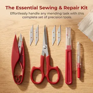 Sewing Seam Ripper Tool Kit with 2 Large & 2 Small Seam Rippers, Sharp Thread Snipper and 5" Precision Scissors, Portable Sewing Repair Set for Removing Stitches, Cutting Threads, DIY Craft & Clothing Repair