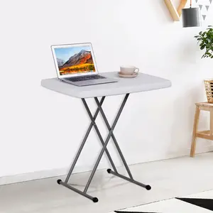 SUPERDEAL 30-in Foldable Table with HDPE+Steel Construction, 110lb Capacity, Height-Adjustable Quick Setup Portable Outdoor Table for Dinner, Picnic, White Patio Furniture,summervibes