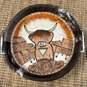 Cowhide Tray with Cow Design - Decorative Plate for Home Decor