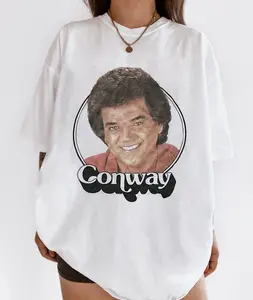 Women's Fitted Round Neck Cotton Casual T-Shirt - Hello Darlin Conway Twitty Vintage Retro Streetwear Top