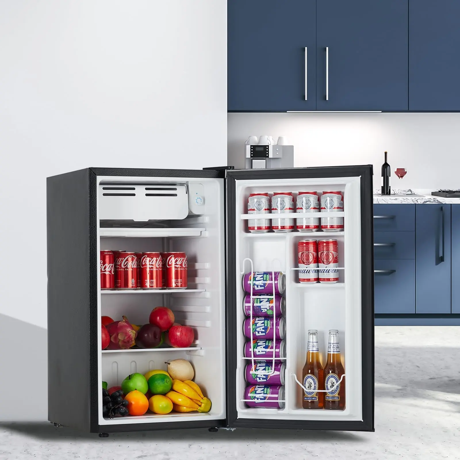 Garvee 3.2 Cu.Ft Energy-Efficient Compact Refrigerator with Freezer, Quiet Adjustable Thermostat Removable Shelf Reversible Door, College Dorm Mini Fridge Perfect for Dorm, Apartment, Office, Bedroom