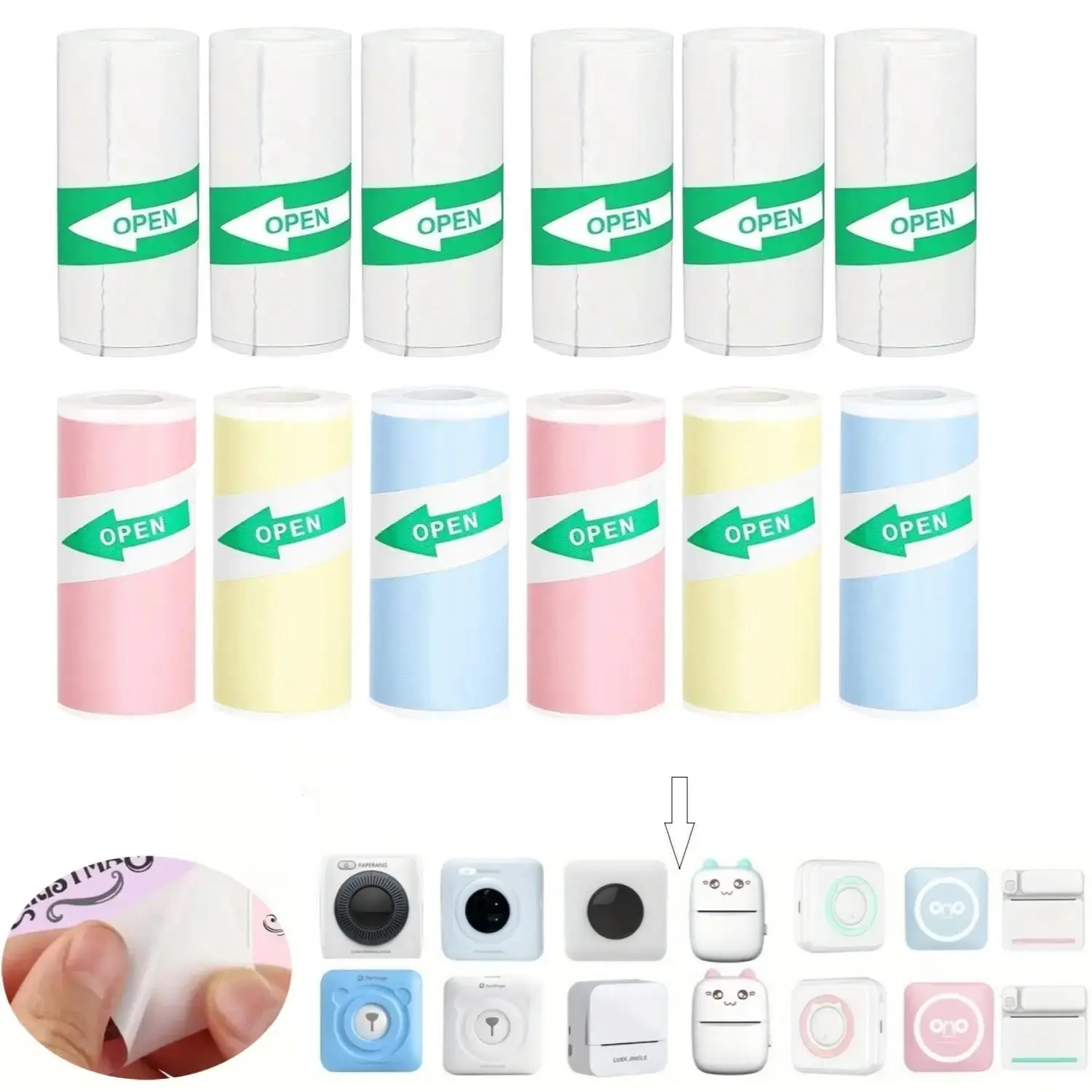 Self-Adhesive Thermal Label Paper, 3/6/12 Rolls Direct Thermal Stickers for Mini Printer, POS Machine & Instant Camera, Office Label Paper, Thermal Sticker Labels