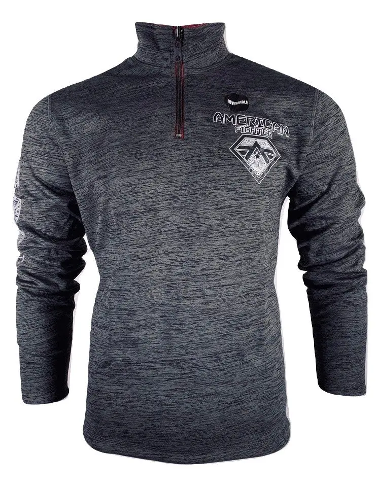 AMERICAN FIGHTER Men's Premium MMA All-Seasons Long-Sleeve Quarter-Zipper Reversible Cotton-Polyester Graphic Jacket with Raw Edges, Menswear Top, Coats