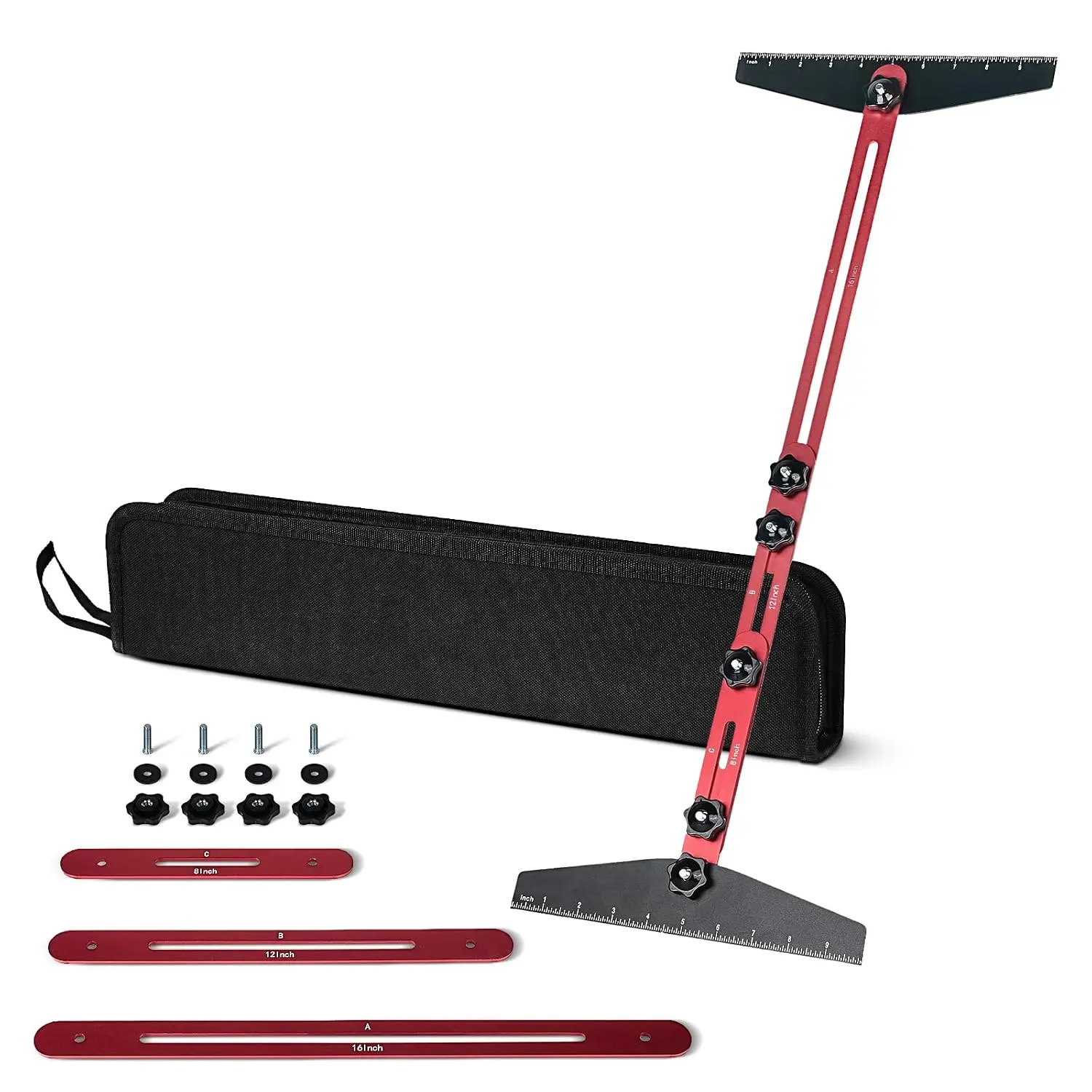 Stair Tread Template Tool - Solid Stair Tread Gauge, Stair Tools for Stair Measuring Tool Stair Gauge Jig Stair Template Stair Step Tool Shelf Template Projects (Red-Gray)