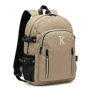 Trunkiss TK Trendy Lightweight Backpack for School & Travel, Multi-Pocket Daypack with Adjustable Straps, Water Resistant Casual Rucksack for Teen Boys Girls, Beige