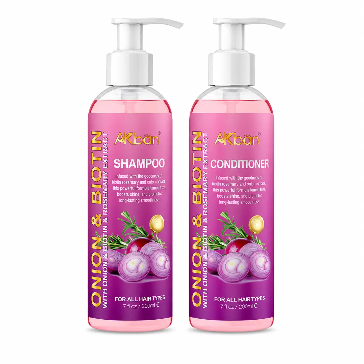 Biotin, Onion & Rosemary Shampoo & Conditioner 2-Pack Kit - BOGO Anti-Frizz, Scalp-Nourishing Hair Care for All Hair Types