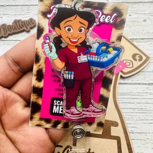 Phlebotomy Phlebotomist Glitter Badge Reel, Funny Nurse Id Holder, Cute Medical Lab Theme Retractable Clip Accessory For Hospital Staff Daily Use