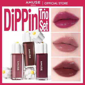 [AMUSE Seoul Official] DEW TINT DIPPIN BUNDLE (3 shades) l  Gloss, Lipgloss, Long-lasting, Makeup, Lipstick