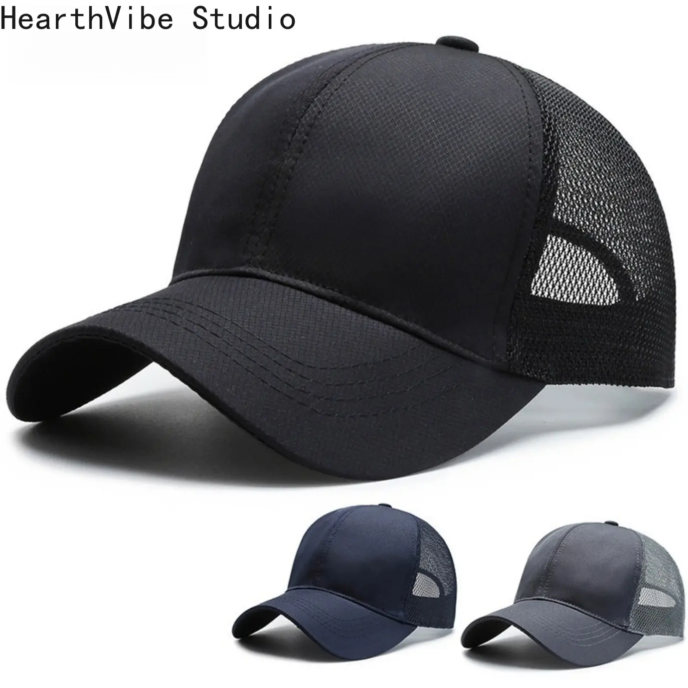 Men's 2-Pack Stylish Adjustable Mesh Trucker Hats - Korean-Style Solid-Color Athletic Hats for Summer Outdoor Sports, Leisure Caps with Casual Design, Adjustable Casual Hats