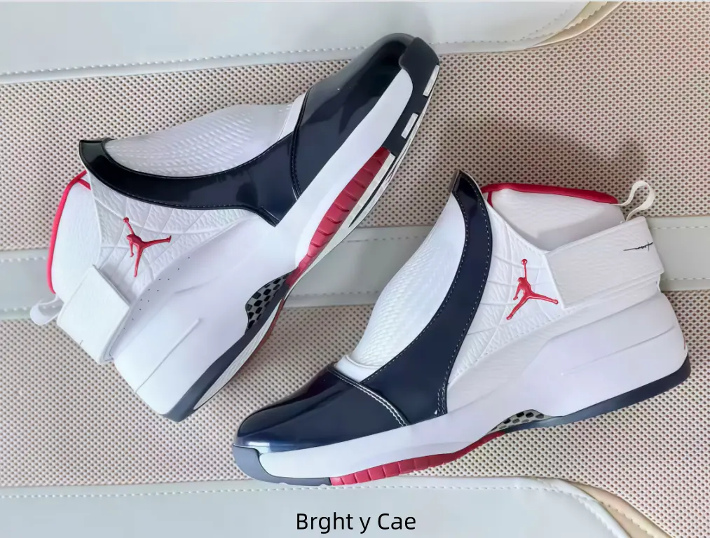 White Navy Gloss Patent Mid Top Basketball Sneakers Red Inner Collar Slip-On Laceless Cushioned Sport Sole
