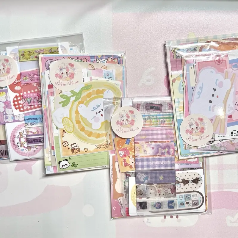 Mix 120pcs Grab Bag Kawaii Stationery Memo Sheets Washi Tape Stickers