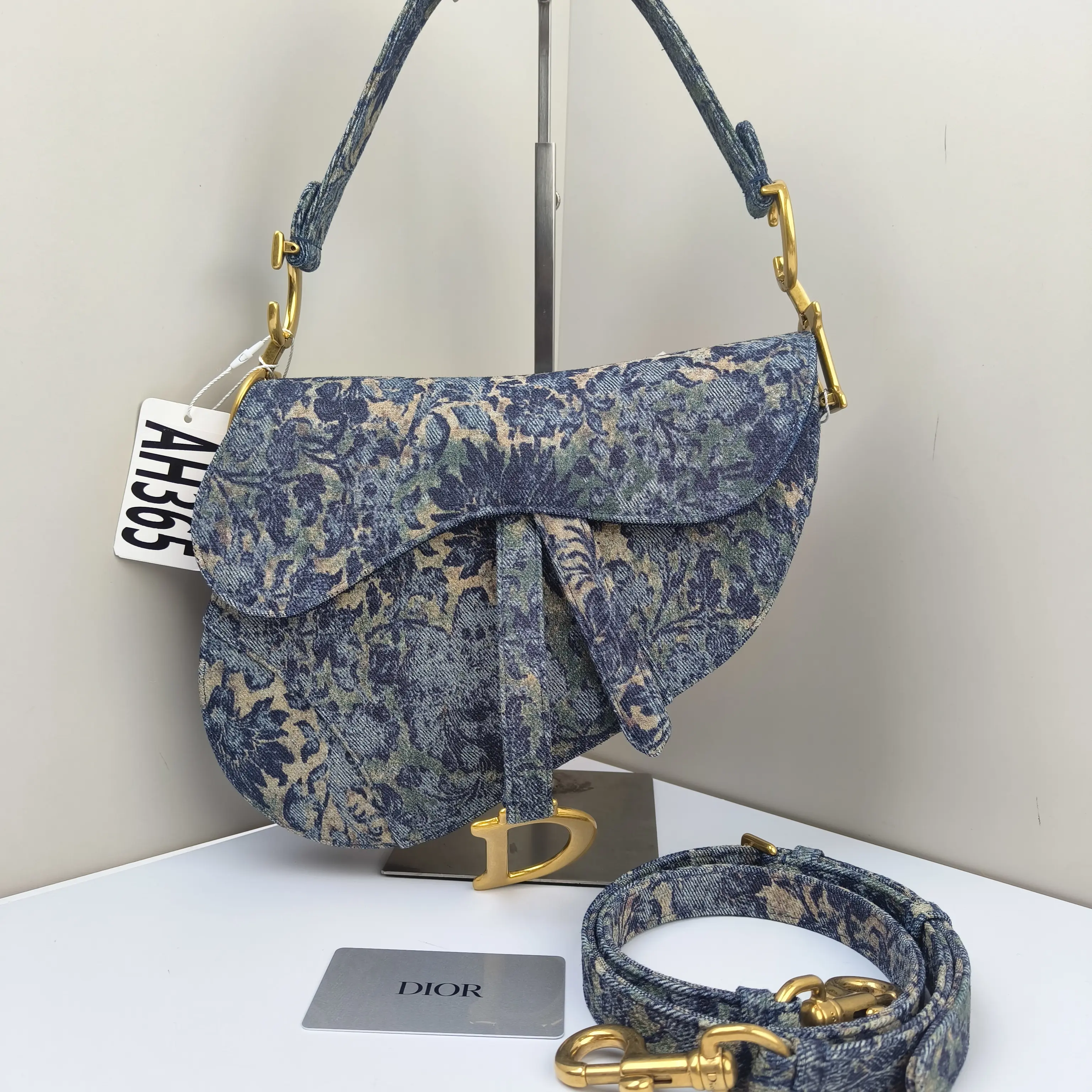 Pre-owned Dior Canvas Crossbody Bags Saddle Classic Blue CPU0625
