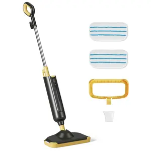 Lightweight Steam Mop Floor Cleaner with Built-in Water Tank, 2 Washable Microfiber Pads & Carpet Glider, Chemical-Free Deep Cleaning for Hardwood, Tile, Laminate & Carpet Floors, Adjustable Steam Settings, 360° Swivel Head for Hard-to-Reach Areas