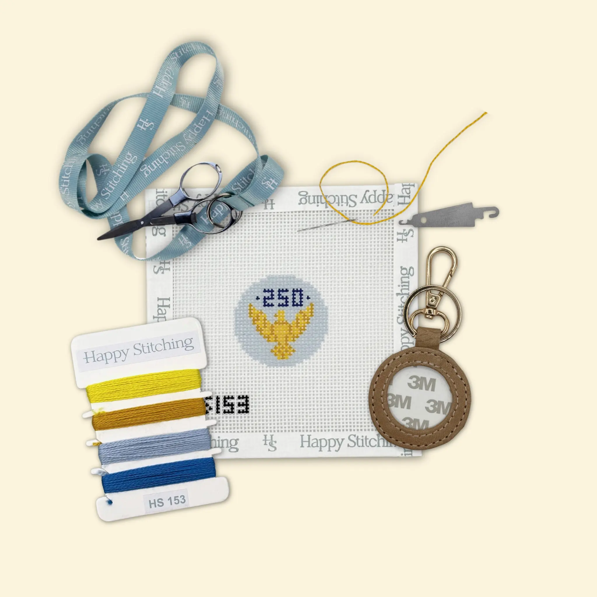 Happy Stitching - Eagle Needlepoint Key Fob Kit - USA 250 Collection - Self Finishing Needlepoint Kit - Patriotic Accessories
