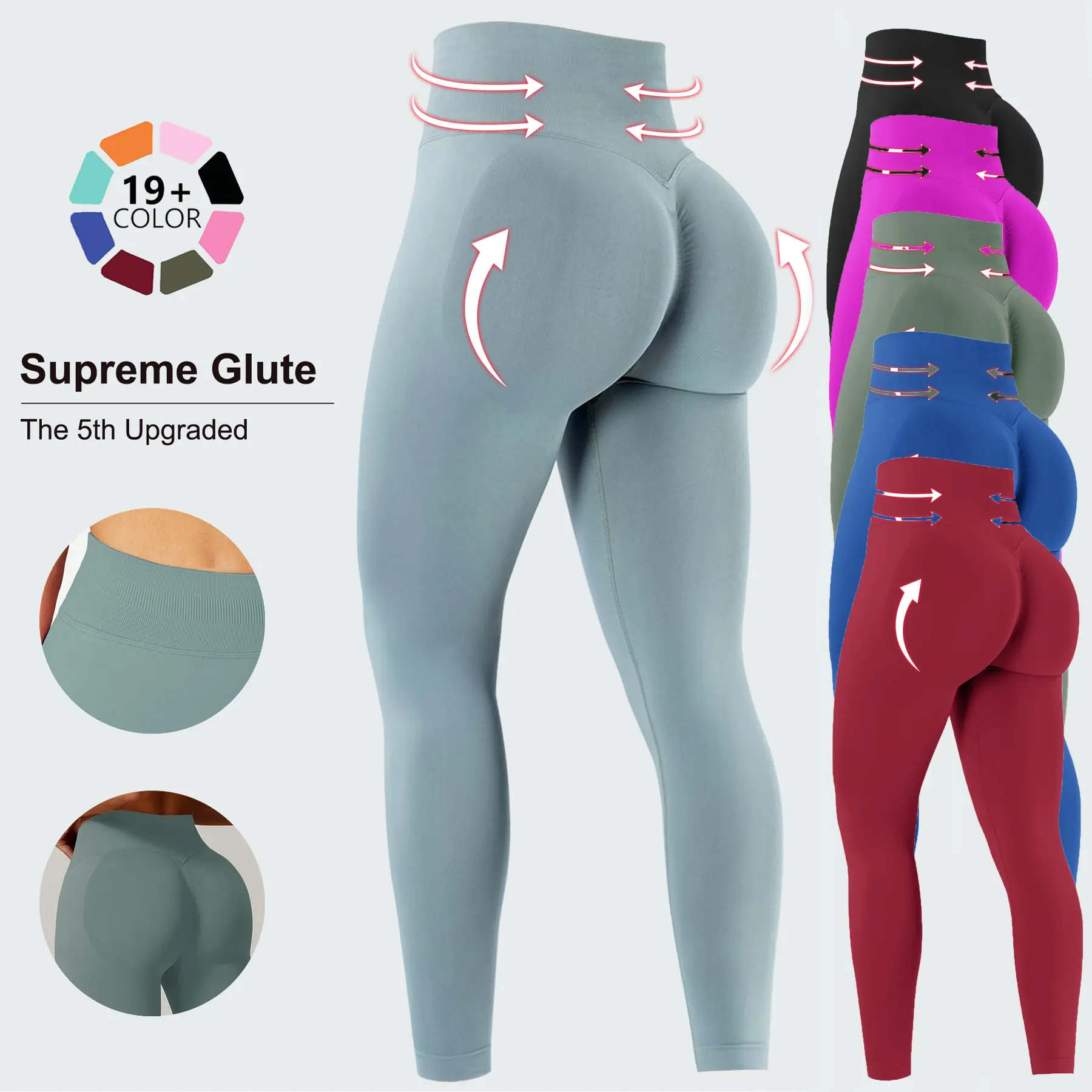 Seamless Legging for Women, Scrunch Butt Lifting Leggings for Women Gym Seamless Workout Leggings Mid Low Waist Tummy Control Yoga Pants High Stretch Fabric Glute Contour leggings gym legging women