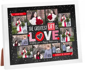 Custom LOVE Collage Frame – Add 10 Photos & Names White/Black/Print Only (8x10)