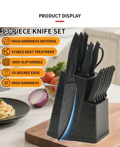 13-piece set of special knife sets for chefs, kitchen knife sets, knife holders with sharpeners, bread, chef knives,  professional handle design, convenient and comfortable to hold for a long time, suitable for kitchens, courtyards, holiday gifts,