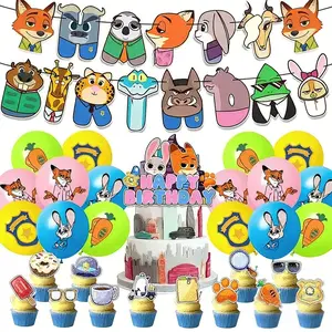 Popular Cartoon & Anime Zootopia Theme Birthday Party Supplies, Party favors assortment, Including Cute Character Balloons, Character Cake plugins, Happy Birthday banners, Birthday Party Decoration, Cute Zootopia Movie Theme Fans Collection Decoration