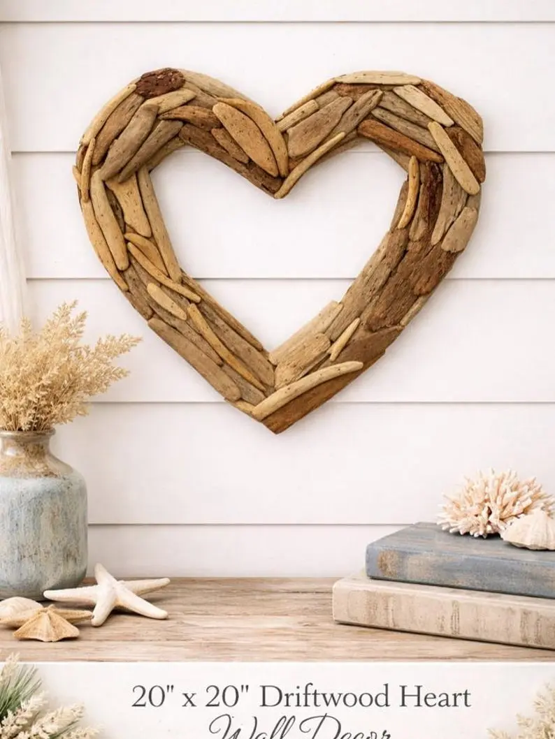 Driftwood Heart Wreath Wall Decor, Hand Crafted with Love
