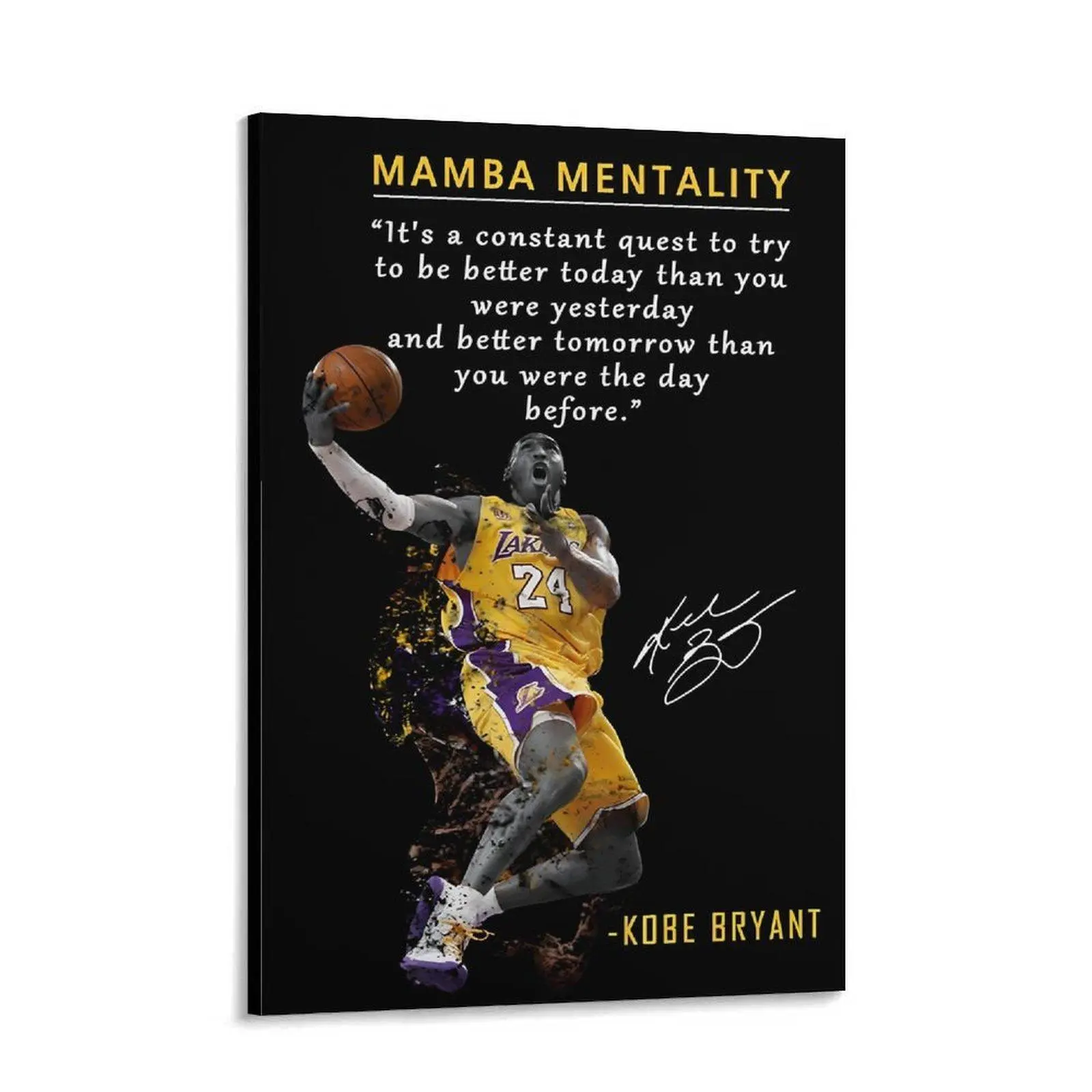 Inspirational Poster Canvas Wall Art • Mamba Mentality Quote Canvas Wall Art • Basketball Player Sports Home Decor • Motivational Artwork For Home,Office,Gym Wall Decor ,decorative print