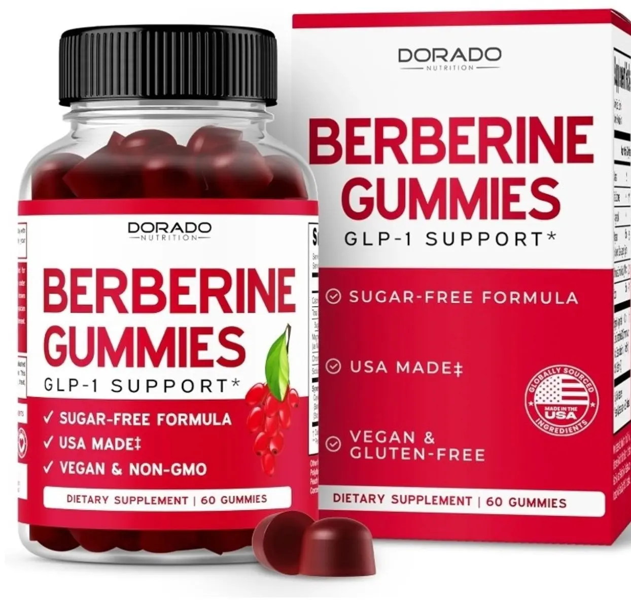 Berberine Gummies with Ceylon Cinnamon (1,200mg) Premium Sugar-Free Berberine Ceylon Cinnamon Supplement for Adults - Third-Party Tested, Non-GMO & Made in USA - 60 Count Chewable Gummies