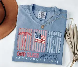 Comfort Colors God Bless America Shirt, 4th of July Tshirt, Fourth of July Shirt, Christian 4th of July Shirt, Women's Patriotic T-Shirt - HARSIN