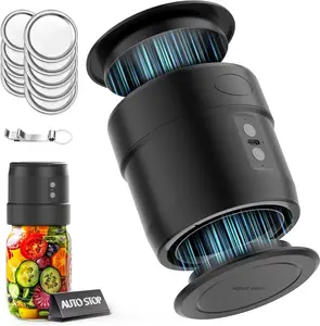 Easyera Dual-Head Mason Jar Sealer Auto-Stop Canning Kit with Dust Cover 5×Wide Mouth & 5×Regular Lids for Food Storage Vacuum Automatic Sealing in 30 Seconds