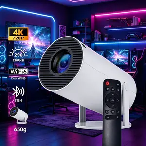 Mini Portable Bluetooth 5.4 WiFi Pico Projector with Mount, 720P LED Full HD Display, 290 ANSI Lumens, Android OS, Auto Keystone, 180° Rotatable, 130" Screen, Dual-Source Tabletop Design, Build-In Audio, Remote Control, for Bedroom, Home Cinema