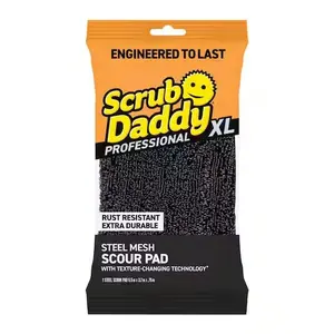 Steel Mesh Scouring Pad XL 1ct - Durable Red & Black Scrubber For Kitchen Cleaning