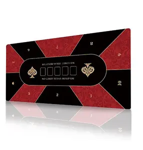 Waterproof 70'' x 35'' Professional Poker Mat, 8 Player Portable Rubber Texas Hold'em Poker Table Top Layout  bag to Play , Poker Games, Blackjack, Casino office desk keyboard mat non-slip rubber base desk pad desk mat gift