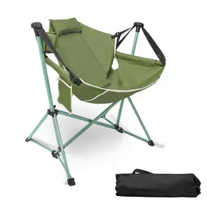 SZHLUX Sturdy Stable Rocking Camping Chair Portable Collapsible Outdoor Chair with Carry Bag & Cup Holder