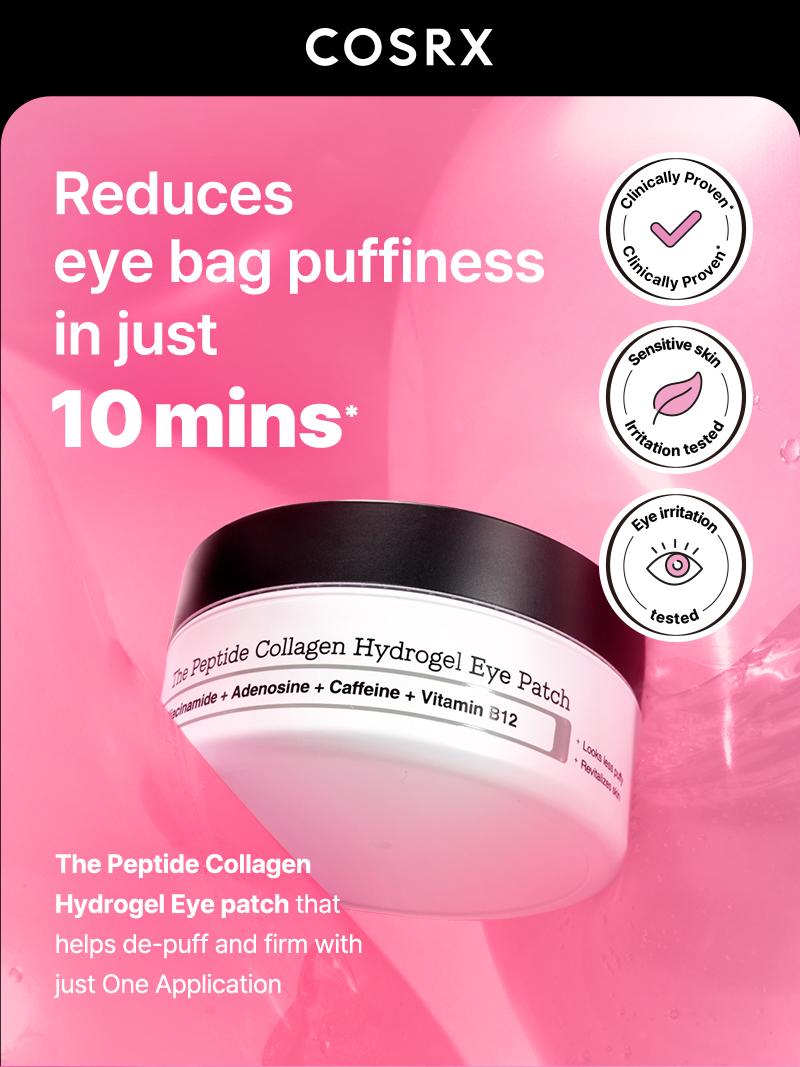 [COSRX Official] The Peptide Collagen Hydrogel Eye Patch 60 Patches Reduce Puffiness Hydrate Under-Eye Bags in 10 Minutes