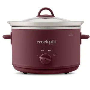 Crock-Pot 4.5qt Slow Cooker Lambrusco Red: Ceramic Stoneware Pot, 3 Settings, Dishwasher-Safe, Tempered Glass Lid