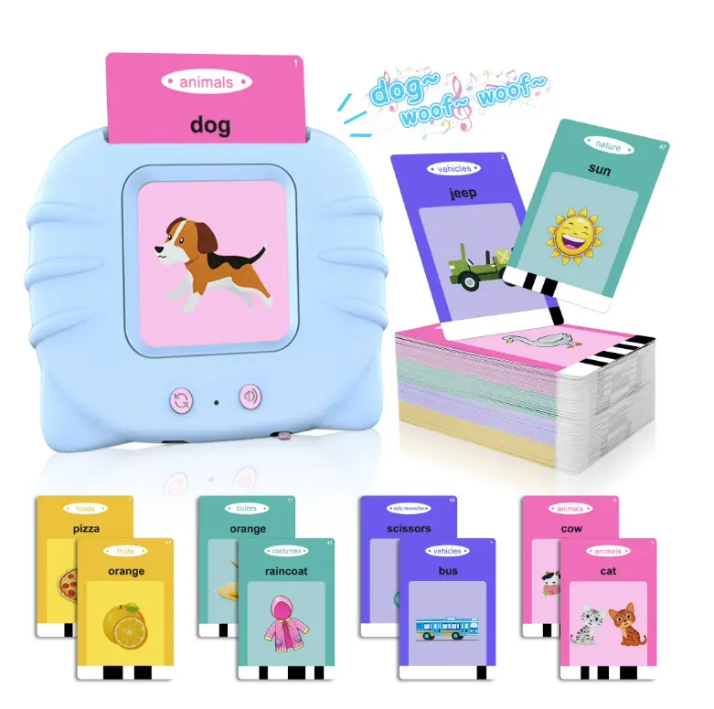 Empower your toddler's vocabulary with the MAGOTAN Talking Flash Cards in Blue, the perfect speech therapy toy for fun, hands-on learning.
