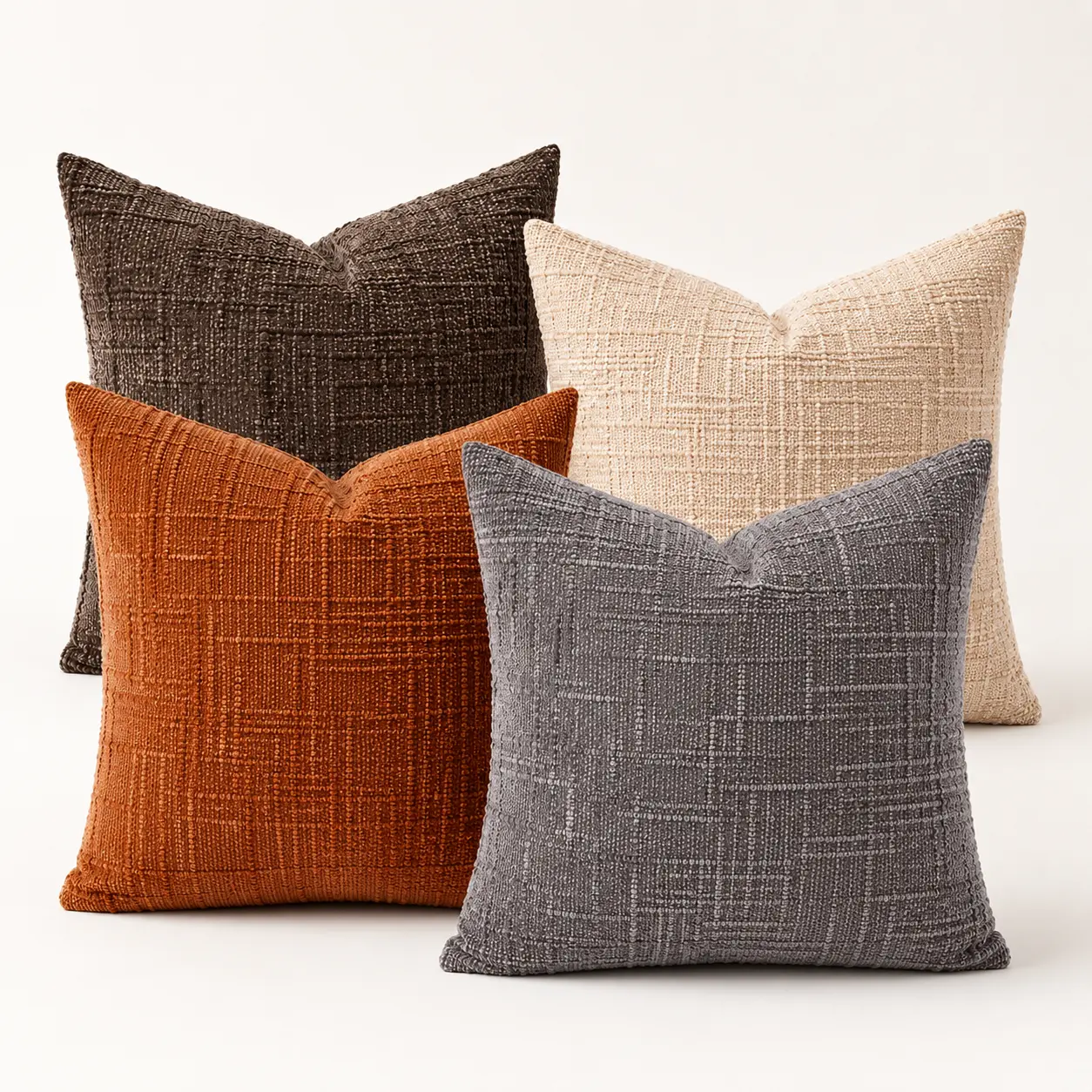 2-Pack 45*45 cm/18*18 in Brick Red Rustic Luxury Chenille Bamboo Node Pillow Covers - Soft, Fade Resistant, Bed & Sofa Use Cushion Cases, 2pack for Pairs, Enhancing Home Aesthetics Living Room Decor, 18X18 In, Anti-Fade